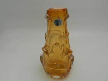 Autorská oranžová váza z hutního skla - Bohemia
